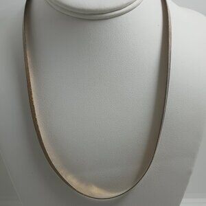 ITAOR 925 Italy Gold over Sterling Silver Wide Flat Herringbone Chain Necklace